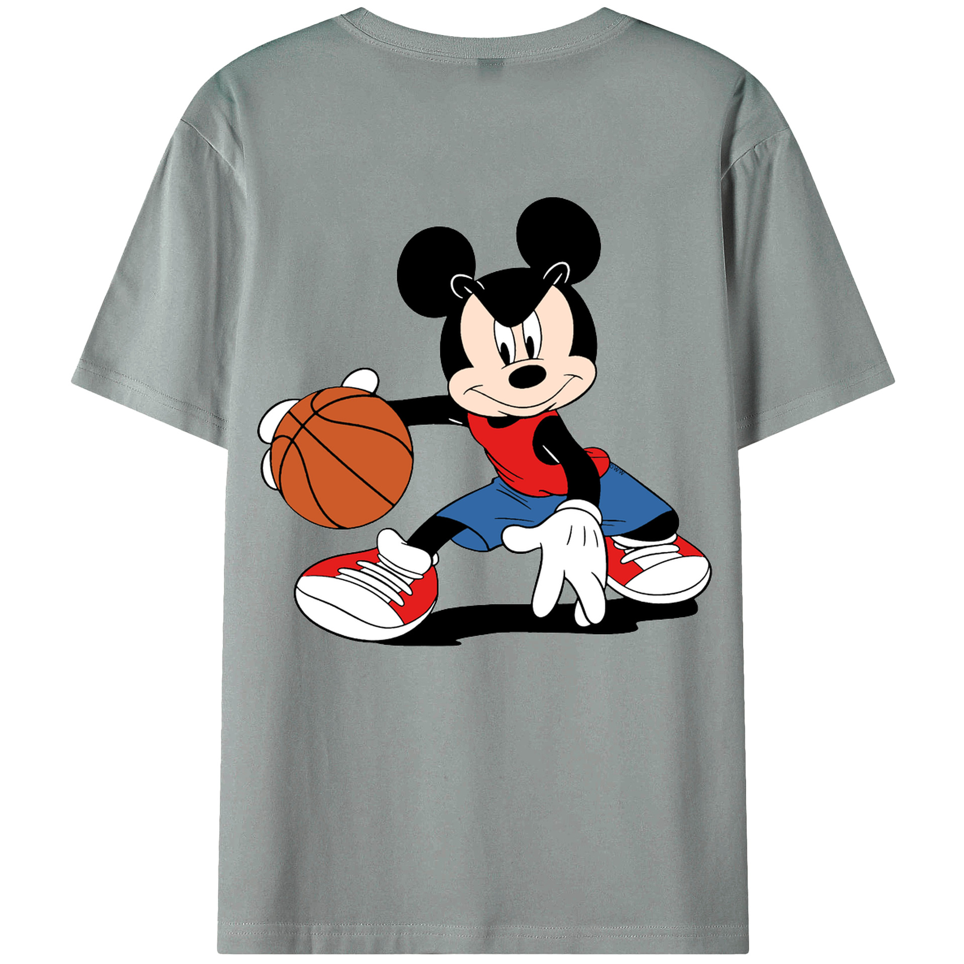 ミッキーマウス Mickey Mouse 綿100％ メンズ半袖Tシャツ（バックプリント） 通気性